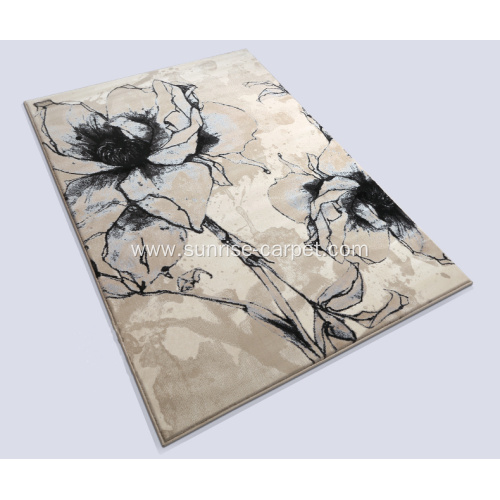 Microfiber area rug with wash drawing design